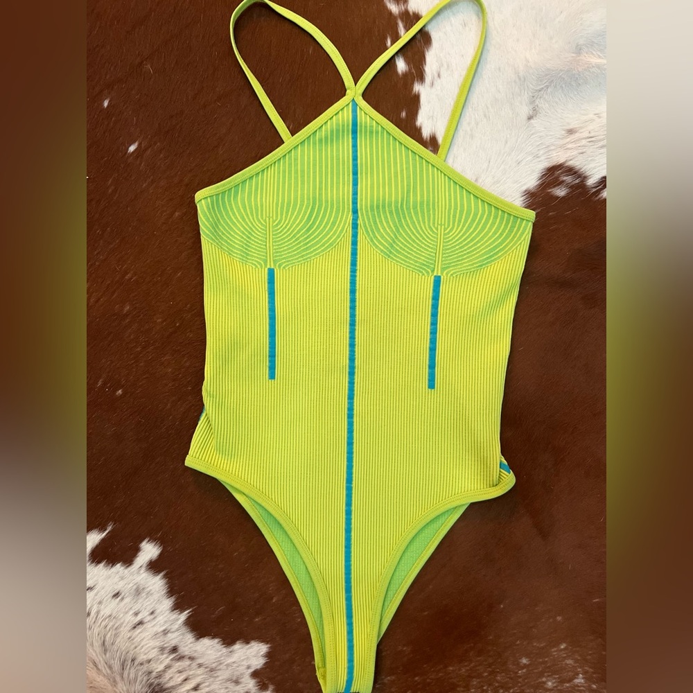 Zara Lime Green Textured Bodysuit XS